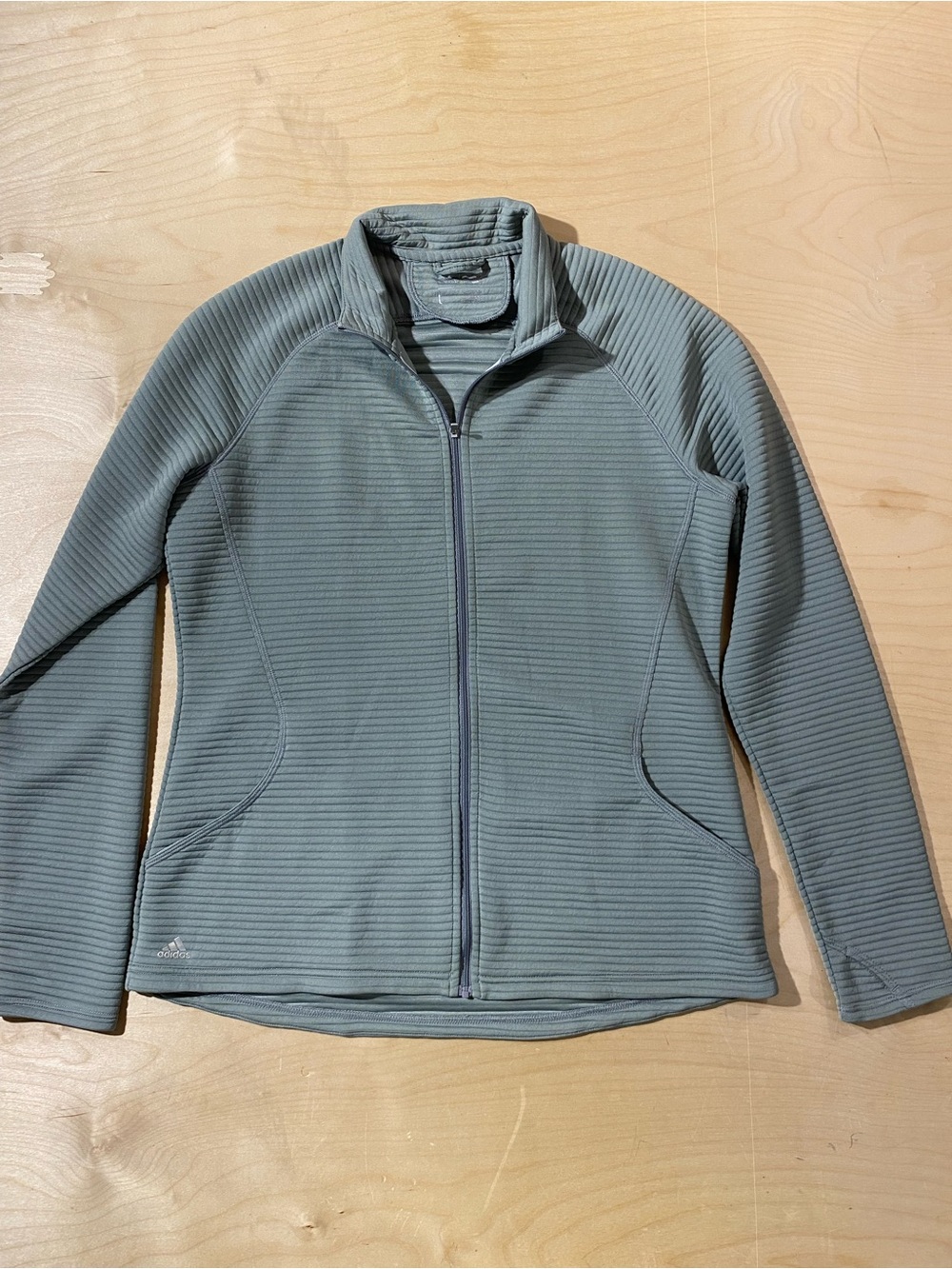 Adidas Women’s Full-Zip Ribbed Jacket in Gray Large (SK)